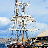 Buy canvas prints of Tall ship arriving at Hobart harbour Tasmania by Angus McComiskey
