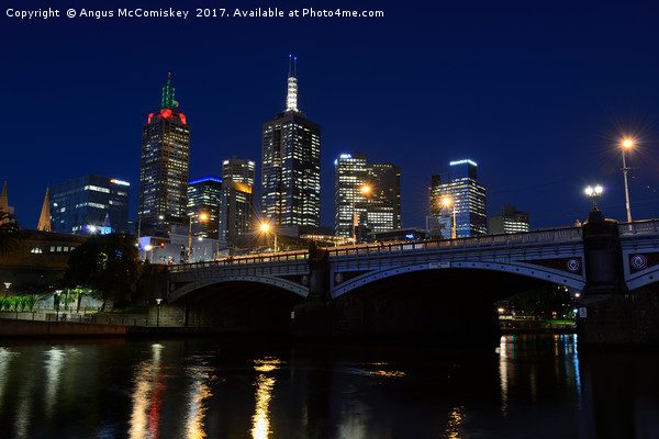 Melbourne Princes Bridge and skyline at dusk Picture Board by Angus McComiskey