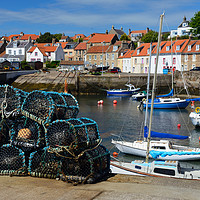 Buy canvas prints of Lobster pots on quayside at St Monans by Angus McComiskey