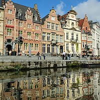 Buy canvas prints of Guildhouses in historic city of Ghent in Belgium by Angus McComiskey