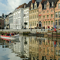 Buy canvas prints of On the River Leie in Ghent, Belgium by Angus McComiskey