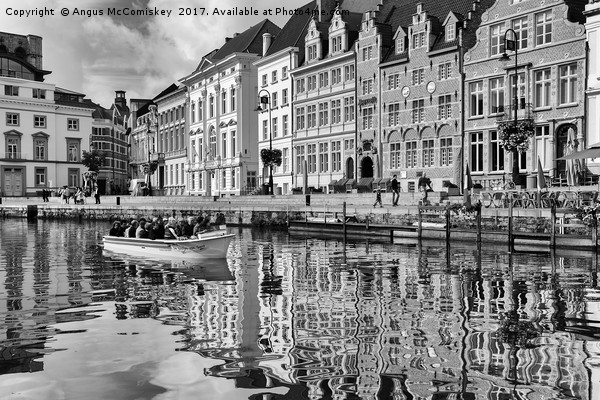 On the River Leie in Ghent, Belgium (mono) Picture Board by Angus McComiskey