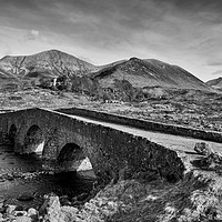 Buy canvas prints of Sligachan Bridge and the Cuillins (mono) by Angus McComiskey