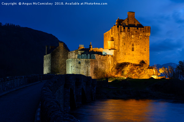 Twilight over Eilean Donan Castle Picture Board by Angus McComiskey