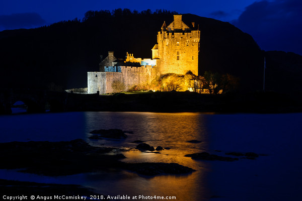 Eilean Donan Castle by night Picture Board by Angus McComiskey