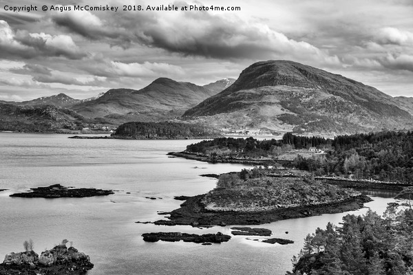 View across Loch Shieldaig mono Picture Board by Angus McComiskey