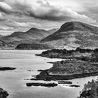 Buy canvas prints of View across Loch Shieldaig mono by Angus McComiskey