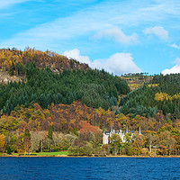 Buy canvas prints of Autumn colours on Loch Achray by Angus McComiskey