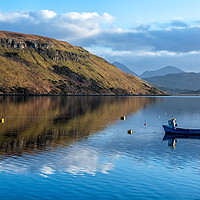Buy canvas prints of Reflections on Loch Harport on Isle of Skye by Angus McComiskey