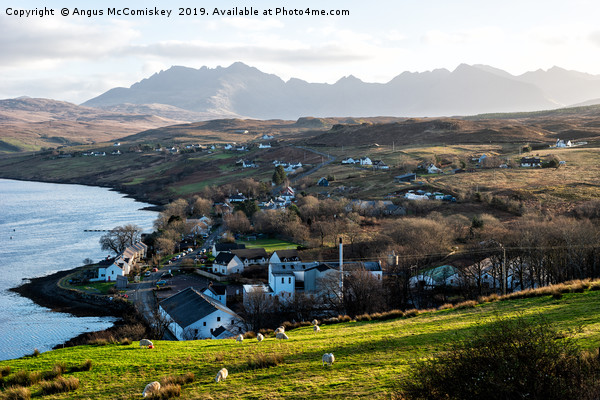 Looking over Carbost to the distant Cuillin Hills Picture Board by Angus McComiskey