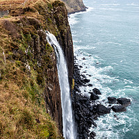 Buy canvas prints of Mealt Falls and Kilt Rock sea-cliffs, Isle of Skye by Angus McComiskey