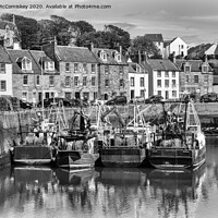 Buy canvas prints of Fishing boats in Pittenweem Harbour mono by Angus McComiskey