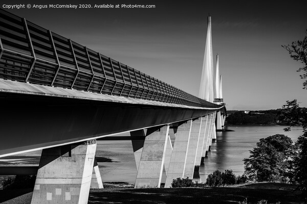 Low-level view of Queensferry Crossing mono Picture Board by Angus McComiskey