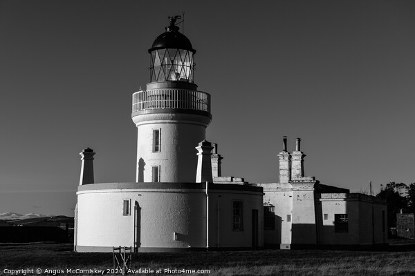 Chanonry Lighthouse mono Picture Board by Angus McComiskey