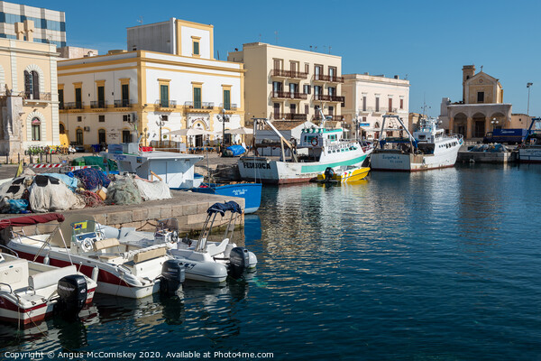 Gallipoli harbour in Puglia, Southern Italy Picture Board by Angus McComiskey