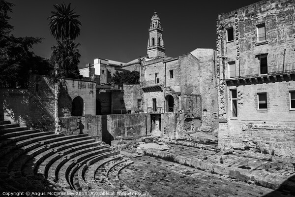 Lecce Roman Theatre (Teatro Romano) mono Picture Board by Angus McComiskey