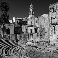 Buy canvas prints of Lecce Roman Theatre (Teatro Romano) mono by Angus McComiskey