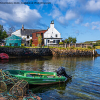 Buy canvas prints of Lobster pots on Badachro jetty by Angus McComiskey