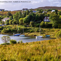 Buy canvas prints of Boats tied up at Badachro village by Angus McComiskey