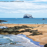 Buy canvas prints of Fisherman and Bass Rock by Angus McComiskey