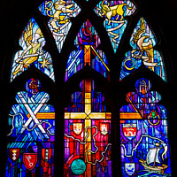 Buy canvas prints of Stained glass window Church of the Holy Rude by Angus McComiskey