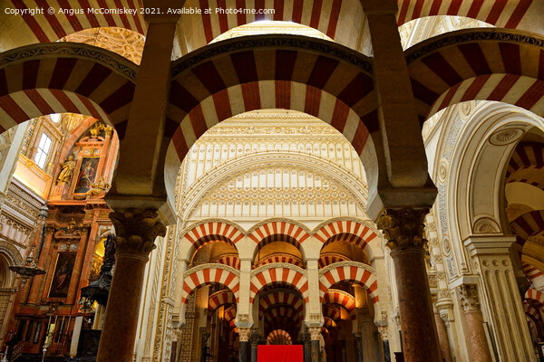 Pillars and arches in Cordoba Cathedral Picture Board by Angus McComiskey