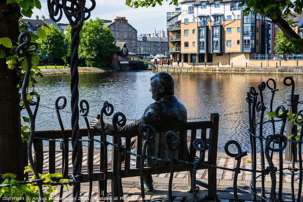 Bronze sculpture overlooking the Water of Leith Picture Board by Angus McComiskey
