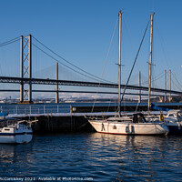 Buy canvas prints of South Queensferry harbour in snow by Angus McComiskey