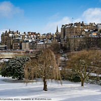 Buy canvas prints of Edinburgh Old Town in snow by Angus McComiskey