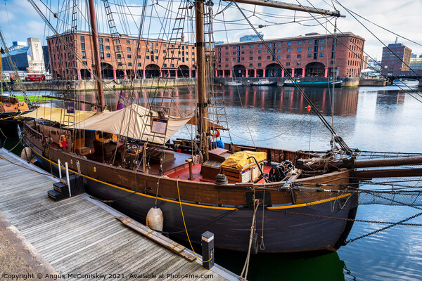 Tall Ship Zebu in Royal Albert Dock, Liverpool Picture Board by Angus McComiskey