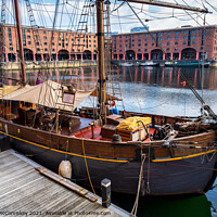Buy canvas prints of Tall Ship Zebu in Royal Albert Dock, Liverpool by Angus McComiskey
