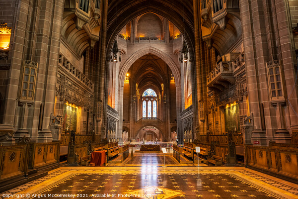Interior of Liverpool Anglican Cathedral Picture Board by Angus McComiskey