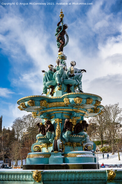 Frozen Ross Fountain in Princes Street Gardens Picture Board by Angus McComiskey