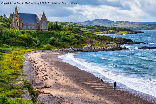 Gairloch Free Church on headland above beach Picture Board by Angus McComiskey