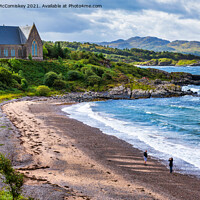 Buy canvas prints of Gairloch Free Church on headland above beach by Angus McComiskey