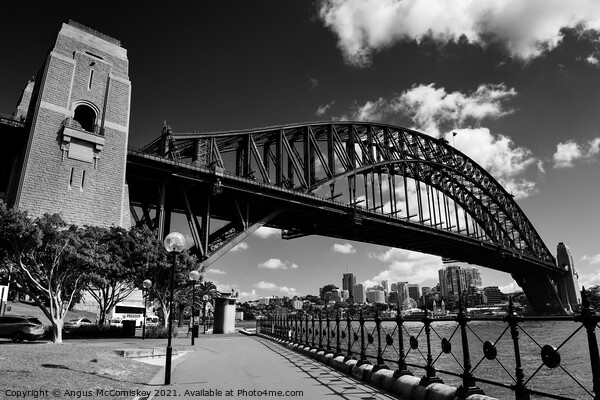 Sydney Harbour Bridge mono Picture Board by Angus McComiskey