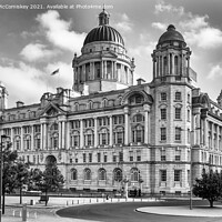 Buy canvas prints of Port of Liverpool Building mono by Angus McComiskey