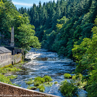 Buy canvas prints of Dundaff Linn waterfall on River Clyde, New Lanark by Angus McComiskey