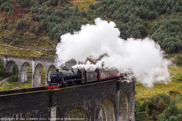 Steam Train on the Glenfinnan Viaduct, Scotland Picture Board by Alan Crawford