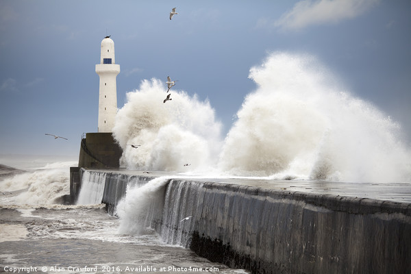Storm waves at Aberdeen Harbour Picture Board by Alan Crawford
