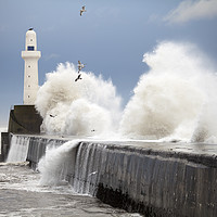 Buy canvas prints of Storm waves at Aberdeen Harbour by Alan Crawford