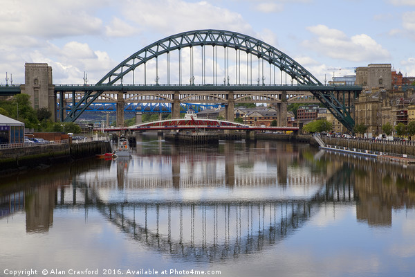 Tyne Bridge Reflection Picture Board by Alan Crawford