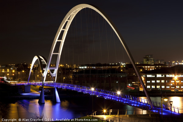 Night View of the Infinity Bridge, Stockton-on-Tee Picture Board by Alan Crawford