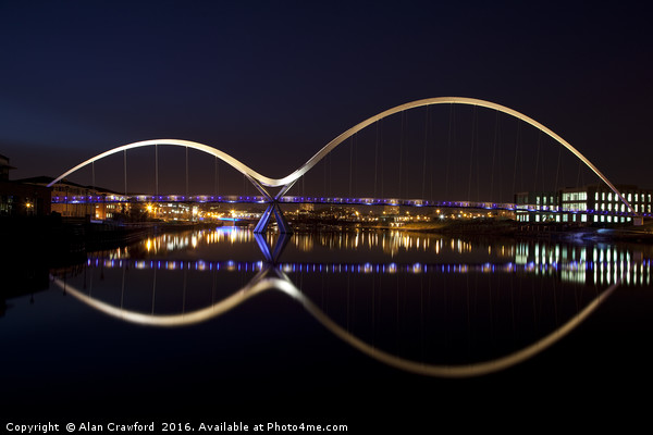 Night View of the Infinity Bridge, Stockton-on-Tee Picture Board by Alan Crawford