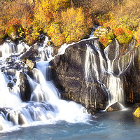 Buy canvas prints of Hraunfossar Waterfall, Iceland by Alan Crawford