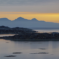 Buy canvas prints of Sunset over the Isle of Rum by Alan Crawford