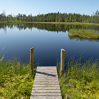 Buy canvas prints of Jetty by a lake in Finland by Alan Crawford