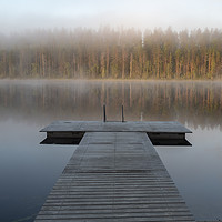 Buy canvas prints of Lakeside Jetty in Finland by Alan Crawford