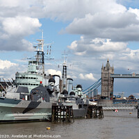Buy canvas prints of HMS Belfast and Tower Bridge, London by Alan Crawford