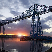 Buy canvas prints of The Tees Transporter Bridge at sunset by Alan Crawford